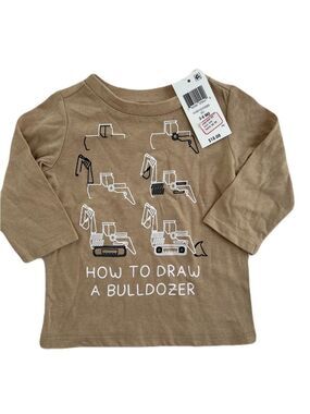🩵 4/$20 First Impressions Brown Bulldozer Graphic Kids Shirt